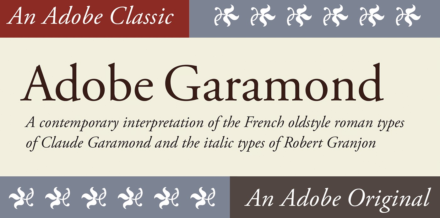Adobe Garamond Font Preview