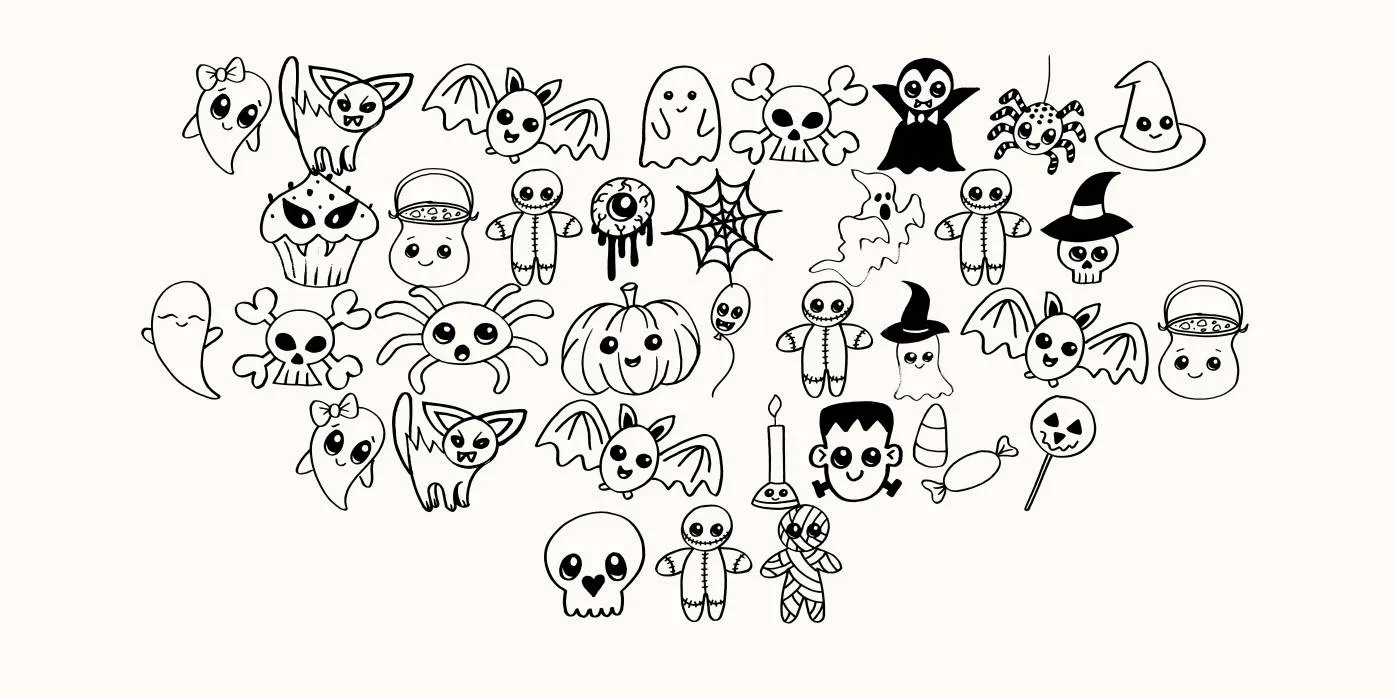 Cute Halloween Drawings Font Preview