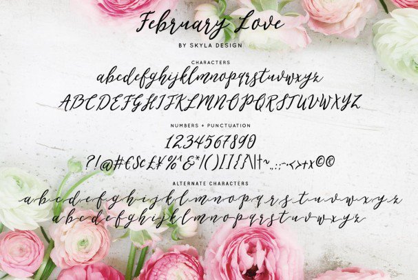 Flirty Feminine February Love Font Preview