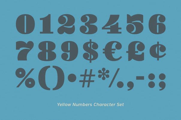Yellow Numbers Font Preview